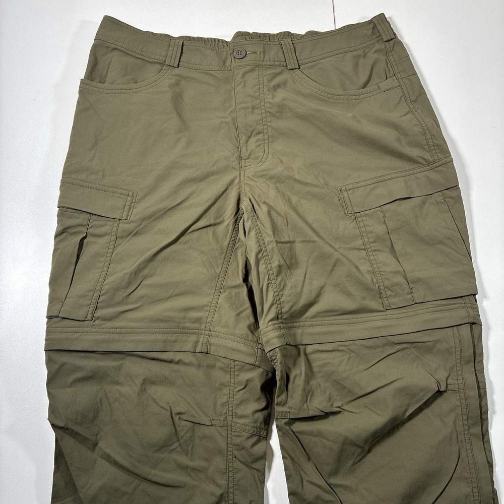 REI Co-Op Convertible Pants 35x28 Green Hiking Outdoors Zip Offs Sahara
